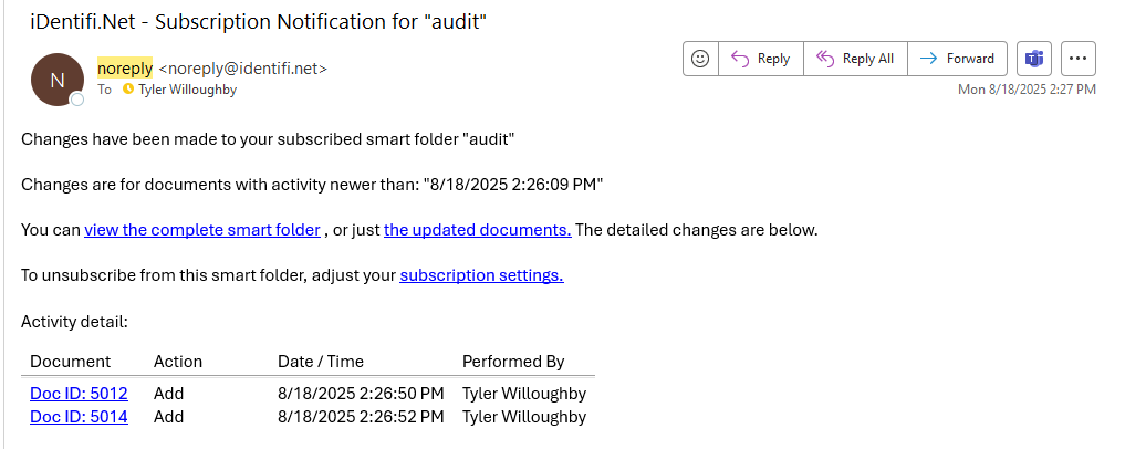 Subscription Notification