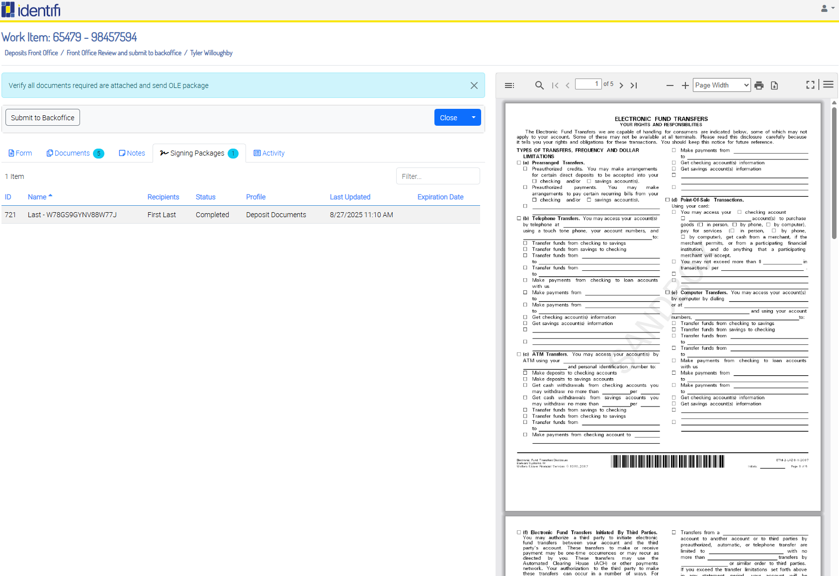Electronic Fund Transfers